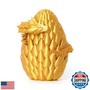 Flavery 3D Printed Dragon Egg - Gold - Surprise Egg with 12" Flexible Crystal