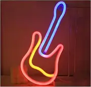 Hanging Art Neon Signs Guitar Rock And Roll Neon Signs Music LED Neon Light Wall Decor For Game Room Party Bar Neon(A)