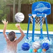 Pool Basketball Hoop Poolside with Backboard, Floating Pool Toys with 4 Baske...