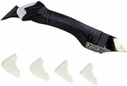3-in-1 Silicone Caulking Tool Set - Caulk Removal, Residue Scraper, and Sealant Replacement Kit Includes 5 Replaceable Rubber Heads for Precise Seam Cleaning and Surface Repair (Plastic)