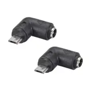 2pcs DC Power Connector Right Angle 5.5mmx2.1mm Female to Micro USB Male