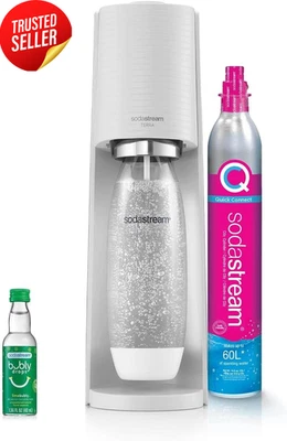 Sparkling Water Maker TERRA White Lime Bubly Quick Connect CO2 Reusable Bottle