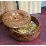 Premium Pakka Sheesham Wooden Chapati Box | Round Hot Pot Roti Dabba Free Ship