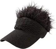 [Dickly] Sun Visor Hat with Fake Hair Spiked Sun Hat Outdoor Sports Wig Baseball Hat