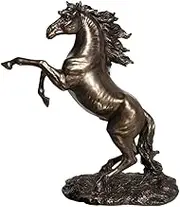 12.38 Inch Rearing Stallion Cold Cast Statue Figurine, Bronze Color