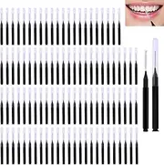 ZLY 100pcs Black Interdental Brushes,Braces Flossers,Braces Brush Cleaner Toothpicks Floss Picks, Eyebrow Spoolies Lamination Brush for Cleaning Teeth, Braces, and Brushing Eyelashes, Eyebrows