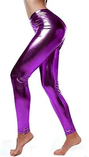 [AFLEISURE] Ladies Metallic Shiny Glossy Leggings Skinny Fitted Dance Vinyl Pants lg8006