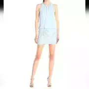 Aidan by Aidan Mattox Lt Blue Chiffon/Lace Halter Blouson Sheath Dress Sz 2 Gift
