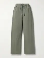 [Citizens of Humanity] Citizens of Humanity - Aurora Cotton And Linen-blend Wide-leg Pants - Army green - large large Green