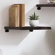 Dark Brown Solid Oak Wood Wall Shelf, Rustic Live Edge Floating Storage for Bathroom, Bedroom, or Living Room Display, Easy Mounted Home Decor