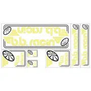 BB Racin - Yellow on clear BMX decal set - Old school bmx