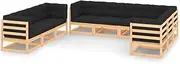 Generic 9 Piece Garden Lounge Set with Cushions Solid Pinewood,3083834