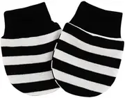 [Zenarao] Newborn Baby No Scratch Mittens, Black/White Striped, Unisex