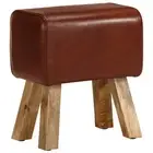 Gym Bok Bench 38 cm Brown Real Leather Solid Mango Wood Home Fitness Furni 20786