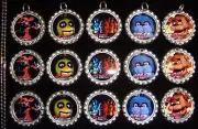 15 Five Nights at Freddy's Silver Flat Bottle Cap Necklaces Special Set 1