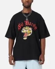 [ED HARDY] Ed Hardy Tiger Wrath T-shirt Black - Size 3XL 3XL Black