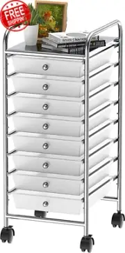 Simplehouseware 8-Drawers Rolling Storage Cart, Chrome