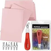 Rubber Block Stamp Carving Blocks Stamp Making Kit with Cutter Tools 5-Pack Carving Rubber Stamps for Printmaking, Printing and More Crafts