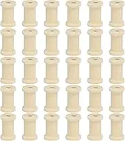 Wooden Empty Spools Unfinished Wood Thread Spools, 1"x0.6" Fit for Embroidery and Sewing Machines Crafts Wire Weaving Bobbins (30Pcs, Natural Color)