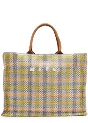 Marni Book Large Woven Raffia Tote - Lime ONE SIZE