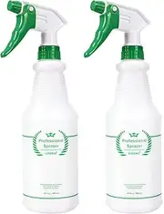 Plastic Spray Bottle 2 Pack, 32 Oz, All-Purpose Heavy Duty Spraying Bottles Sprayer Leak Proof Mist Empty Water Bottle for Cleaning Solution Planting Pet with Adjustable Nozzle - Green