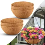 4 Garden Hanging Coir Metal Basket w Coco Fiber Round Planter Pot Chain 30cm