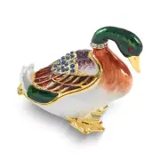 Luxury Giftware Bejeweled BILL Duck Trinket Box with Matching 18 inch Necklace