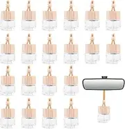 BOSMIOW 20 Pack Car Haning Perfume Bottle Refillable Air Freshener Diffuser Empty Aromatherapy Fragrance Essential Oil Pendant Auto Home Ornaments Decors