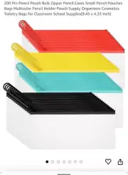 200 Pc Pencil Pouches / Cases Classroom Supplies Bulk Zipper New