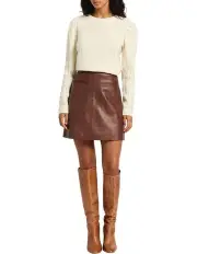 [Marcs] Jericho Leather Mini Skirt in Chocolate
