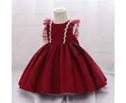 6mths-2yrs Ruby Red Allure: Sleeveless Luxurious Satin Dress in Bold Red