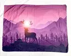 Deer Nature Art Large Tapestry 56” X 42” Wall Art Mountain Sun Purple Home Decor