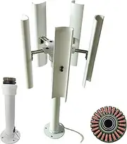 YHOZHUT DIY Wind Turbine 35W Vertical Axis Wind Turbine Model 12V Three-Phase Permanent Magnet Generator, 5-Blade Wind Turbine Model, Pure Copper Coil Generator for Outdoor Lighting, Teaching,White