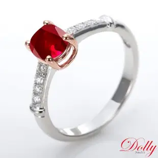 【DOLLY】1克拉 GRS無燒緬甸紅寶石18K金鑽石戒指(019)