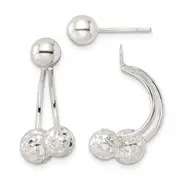 Sterling Silver Textured Ball Jackets And 6mm Post Earrings