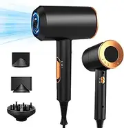 XCJump Hair Dryer With Diffuser, 2000W Professional Ionic Hair Dryer, Heating Hot And Cold Air, Constant Temperature Hair Care, For Home, Travel, Salon Use (Black)