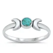 Turquoise double moon sterling silver toe ring