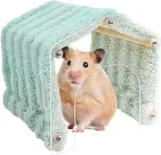 Small Animal Tunnel, Indoor Animal Hide Tunnel with Acrylic Door, Inside Outside Cage Soft Plush House, Space-Saving Habitat Decor for Chinchilla, Hamster, Bunny