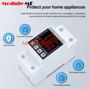 AC230V 63A Digital Din Rail Over Under Voltage Current Protection Energy Meter