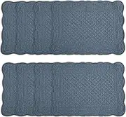 HOMBYS Quilted Placemats Set of 8 Washable-Rectangular Placemats for Kitchen Table-100% Cotton Fabric Rectangular Table Mats-Cotton, (Navy Blue)