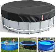 LXKCKJ 12 Ft Round Pool Cover, Solar Covers for Above Ground Pools, Summer Pool Cover Protector with Cover Accessories, PE Tarp Ideal for Waterproof and Dustproof (Black)
