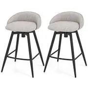 Costway 2x Swivel Bar Stools Dining Chairs Grey 63cm