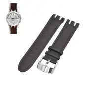 21mm Brown Leather Watch Strap For Swatch Irony Retrograde YRS403