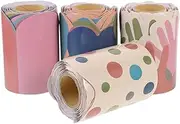 DOITOOL 4 Rolls Bulletin Board Border Trim Removable Pattern Sticker for School Decor DIY Classroom Decoration Self Adhesive for Festivals and Events