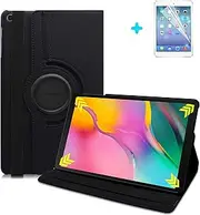 [ARECY] Samsung Galaxy Tab S6 Lite LTE/WiFi (2020) Case 360 Degree Rotation PU Leather Smart Cover with Stand Function for Galaxy Tab S6 Lite 10.4 Inch Tablet P610/P615 + Screen Protector (Black)