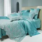 Bedding Set 4pcs Pure Silk Cotton Embroidery Duvet Cover Flat Sheet Pillowcases
