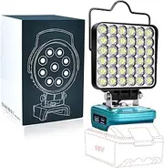 Upgraded Work Light for Makita 18V Battery,72W 6800LM Portable Cordless Floodlight with USB&Type C Fast Charging Port for Makita Tools,LED Spotlight for Camping,Fishing,Workshop(No Battery) (MTFD4I36)