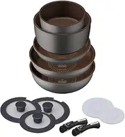 Iris Ohyama H-IS-SE12 Frying Pan Pot Set, Gas Fire, Induction Compatible, 12 Pieces, Diamond Coated, Removable Handle, Lightweight, Non-Stick, Easy Care