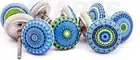 Blue Mix Vintage Look Flower Ceramic Knobs Door Handle Cabinet Drawer Cupboard