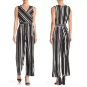 NWT Nina Leonard Striped Surplice Jumpsuit - Large